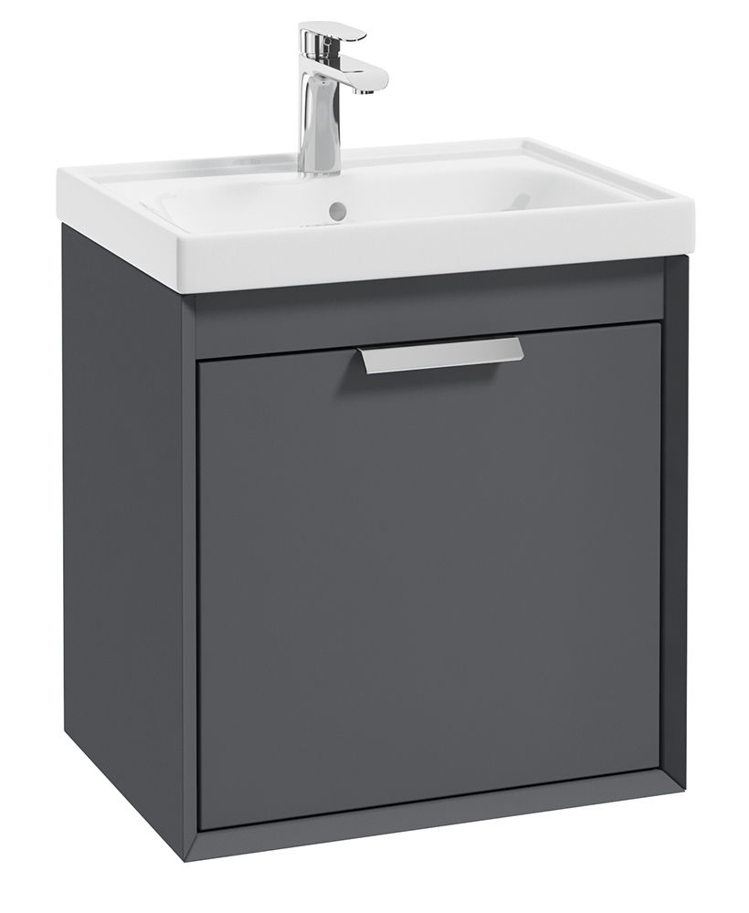 FJORD Wall Hung 50cm Two Drawer Unit Matt Midnight Grey &amp;  Handle