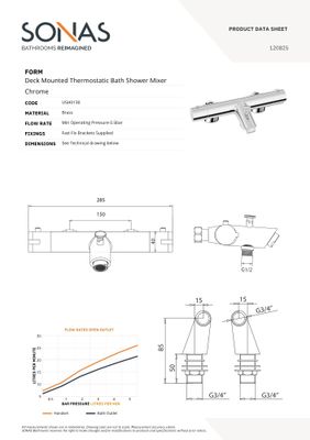 FORM Deck Mounted Thermostatic Bath Shower Mixer &amp; Slide Rail Kit