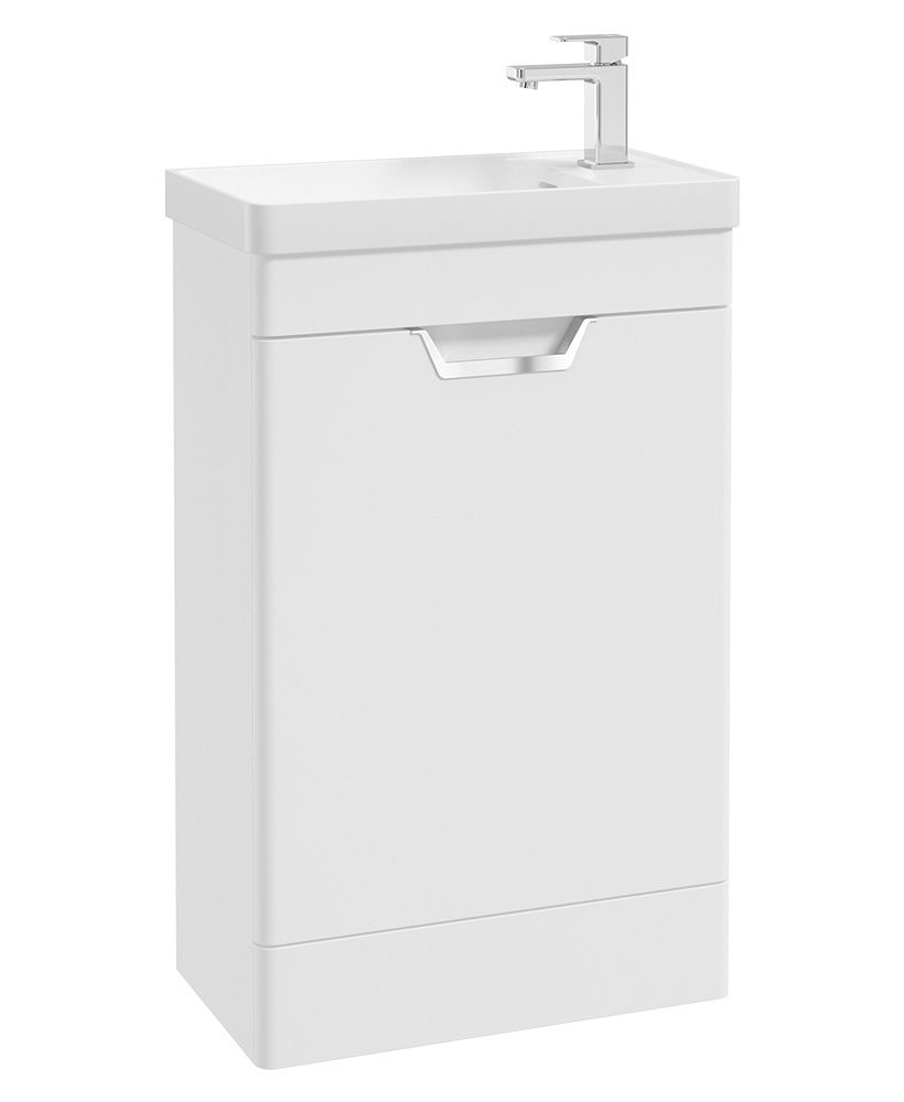 FREYA Floorstanding 55cm Single Door Cloakroom Unit Matt White &amp; Handle