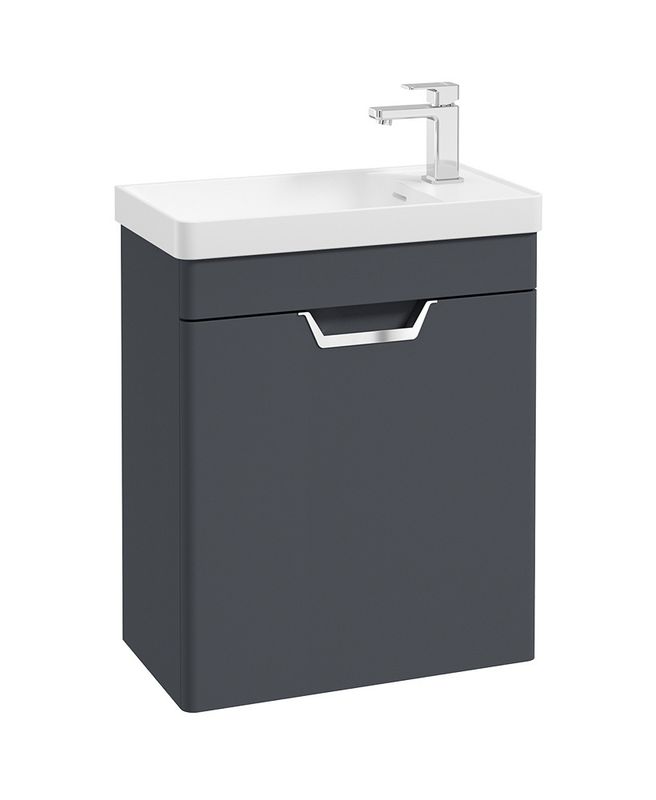 FREYA Wall Hung 55cm Single Door Cloakroom Unit Matt Night Sky Blue &amp; Handle