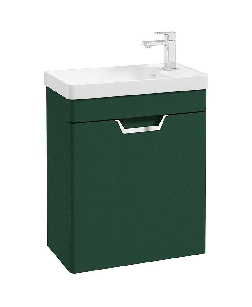 FREYA Wall Hung 55cm Single Door Cloakroom Unit Matt Wreath Green &amp; Handle