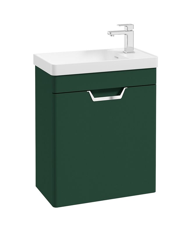 FREYA Wall Hung 55cm Single Door Cloakroom Unit Matt Wreath Green &amp; Handle