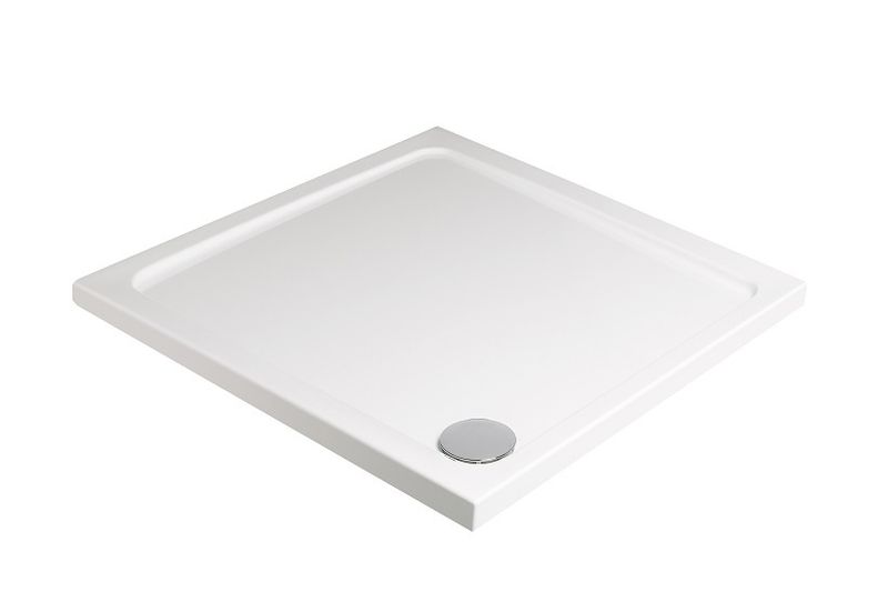 KRISTAL Low Profile Square No Upstand No Anti Slip Shower Tray White &amp; Waste