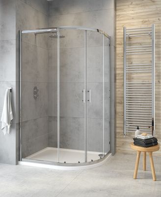 CITY PLUS Double Door Offset Quadrant Shower Door Chrome