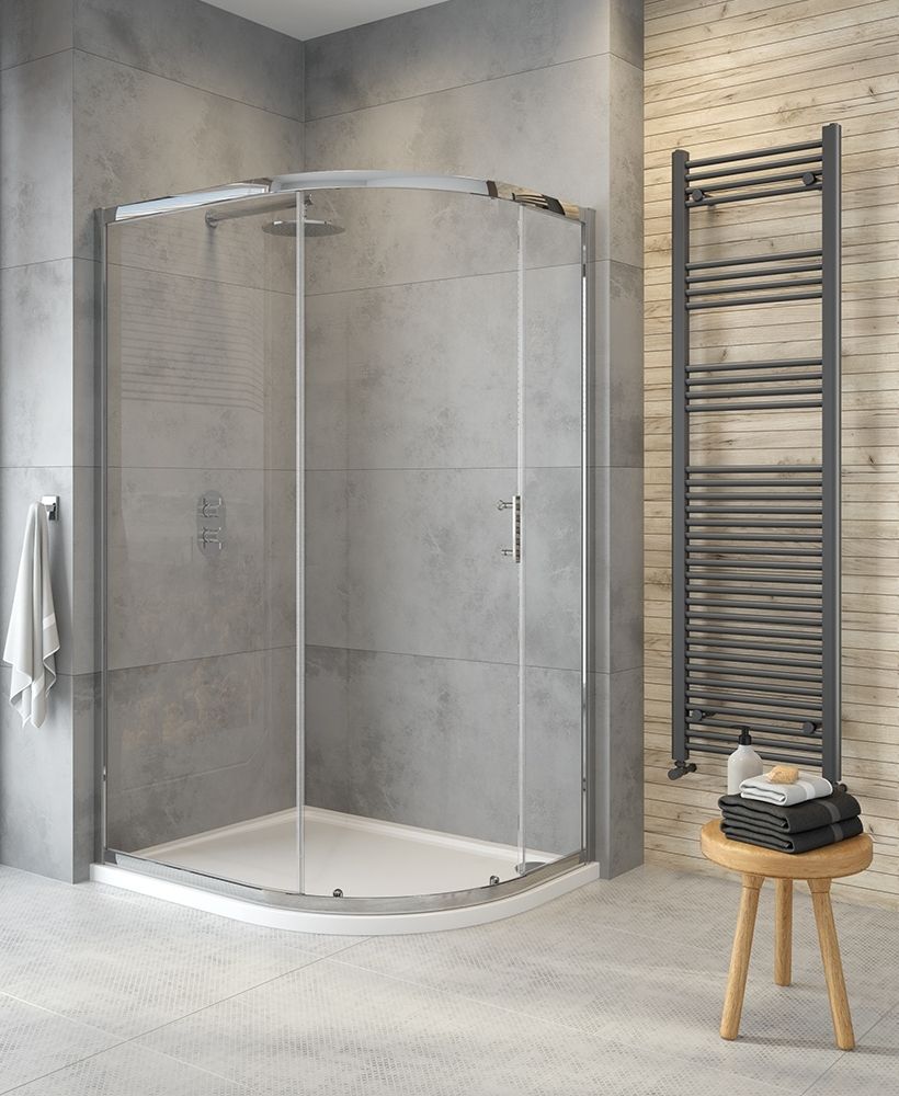 CITY PLUS Single Door Offset Quadrant Shower Door Chrome, Size: 1000x800