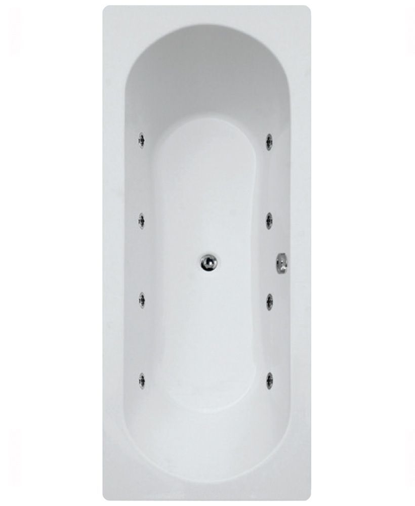 CLOVER Double Ended 8 White Jet Whirlpool Bath White