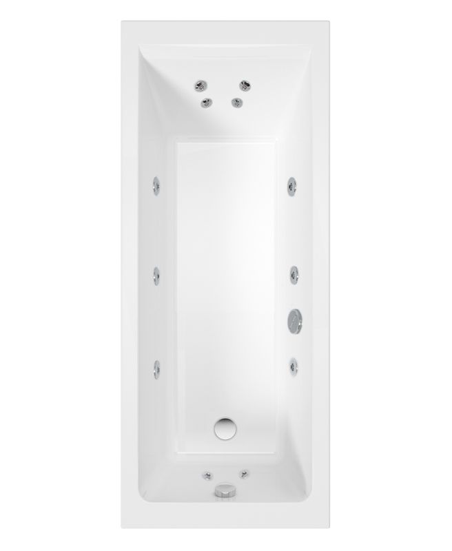 CUBO Single Ended 12 Chrome Jet Whirlpool Bath White