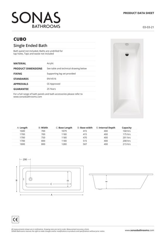 CUBO Single Ended Bath White