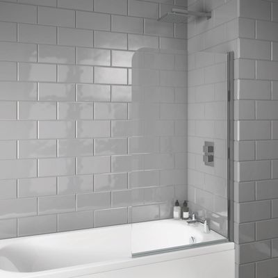 1400x800 Curved Chrome Bath Screen
