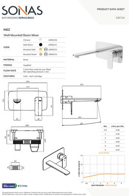INEZ Wall Mounted Basin Mixer