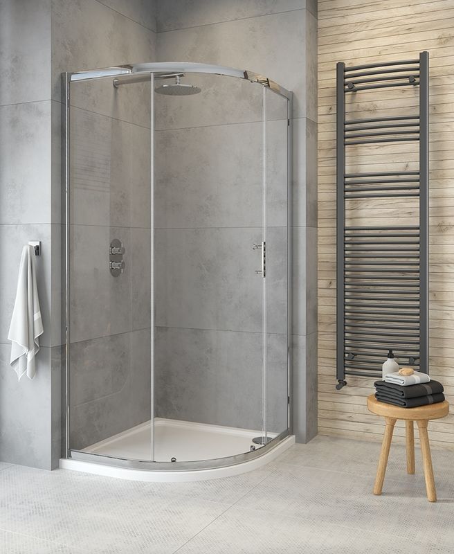 CITY PLUS Single Door Quadrant Shower Door Chrome