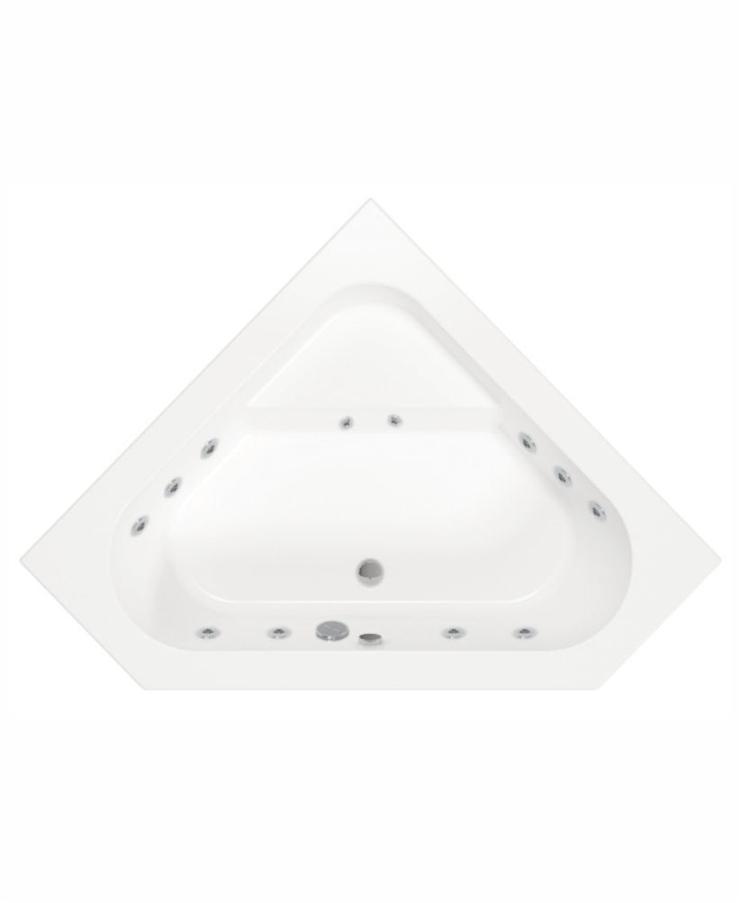 CONCERTO 1400x1400mm Corner 12 Jet Whirlpool Bath &amp; Panel White