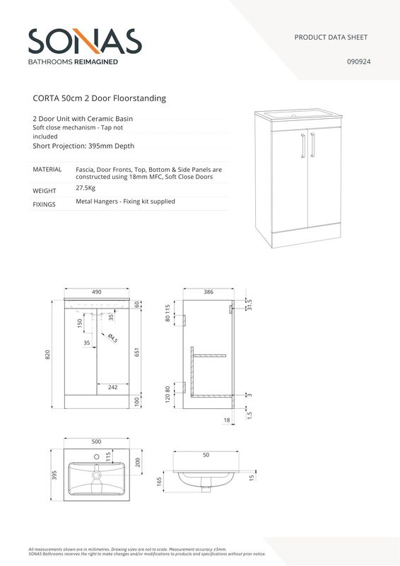 CORTA Floorstanding 50cm Two Door Unit