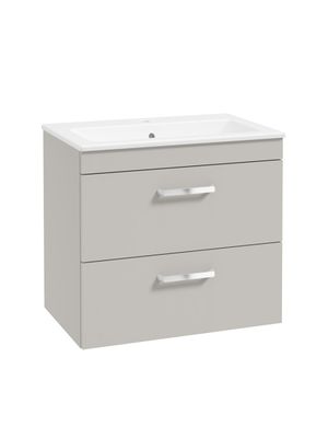 CORTA Wall Hung 60cm Two Drawer Unit Morning Mist-Chrome Handles