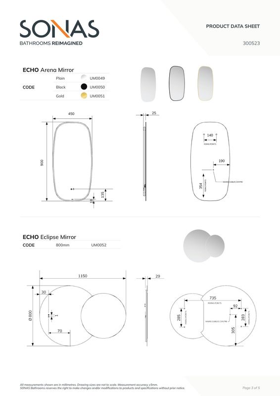 ECHO Arena 450x900mm LED Mirror