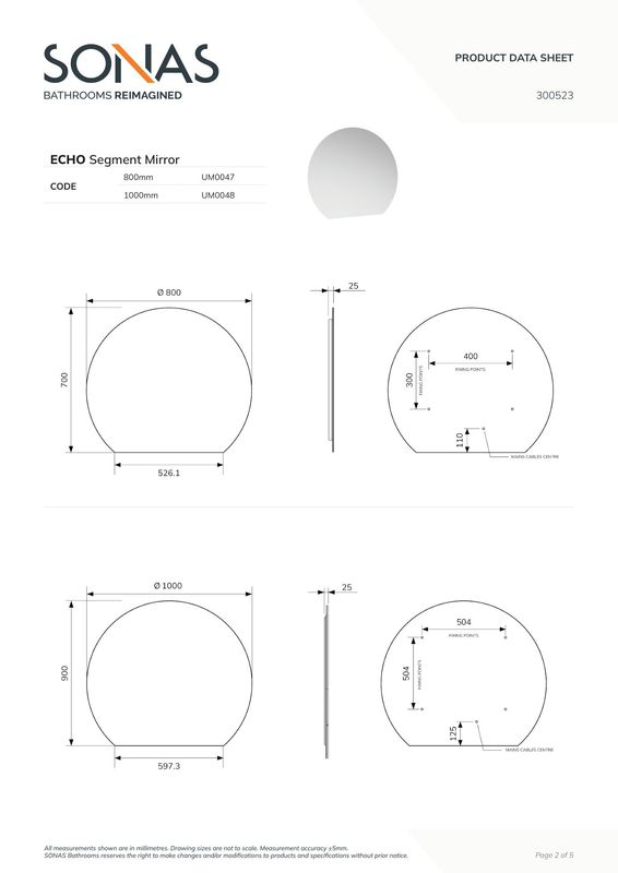 ECHO Segment 800mm LED Mirror