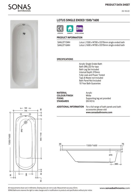 LOTUS Single Ended Acrylic Bath