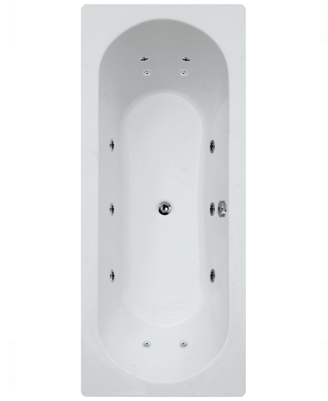 CLOVER Double Ended 12 Chrome Jet Whirlpool Bath White