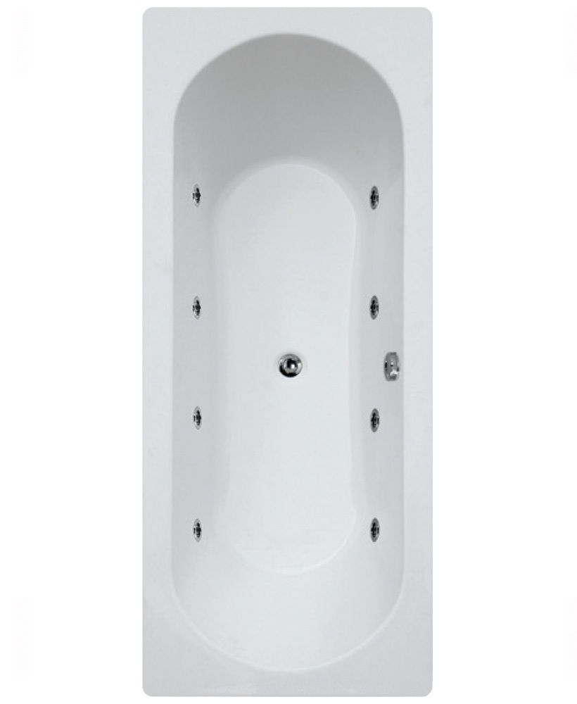 CLOVER Double Ended 8 Chrome Jet Whirlpool Bath White