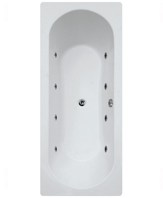 CLOVER Double Ended 8 Chrome Jet Whirlpool Bath White