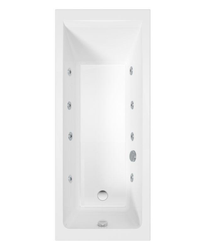CUBO Single Ended 8 Chrome Jet Whirlpool Bath White