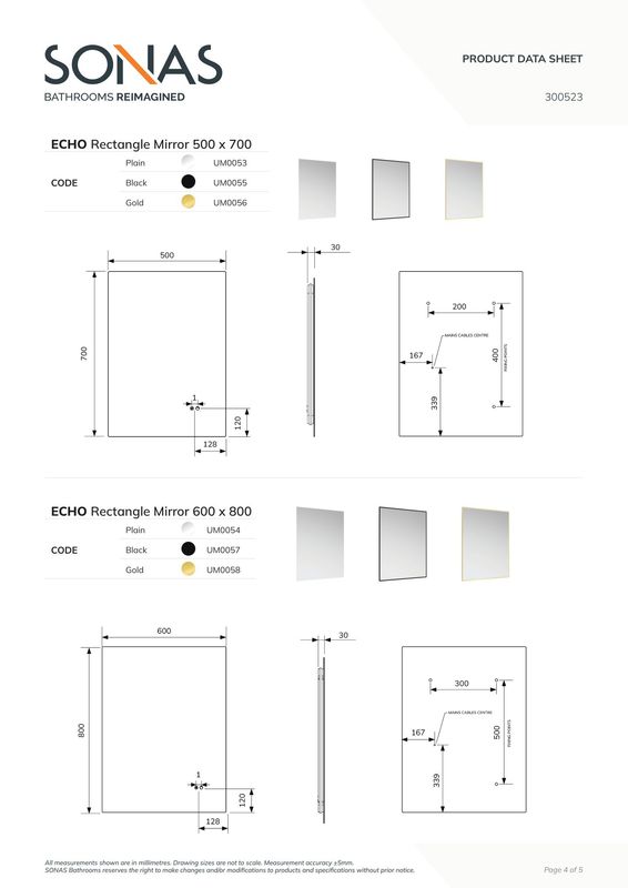 ECHO Rectangle 500x700 LED Mirror