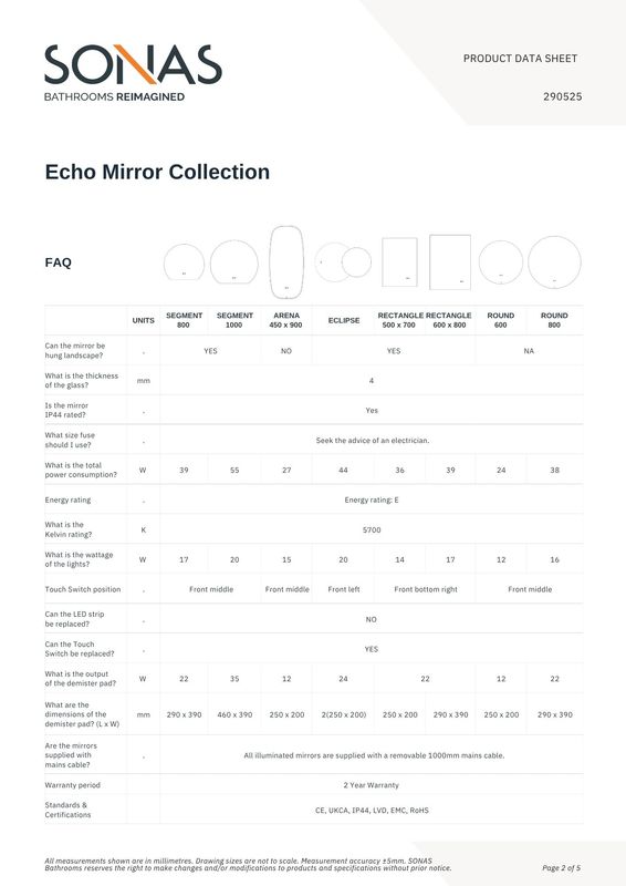 ECHO Segment II 800mm Illuminated Mirror