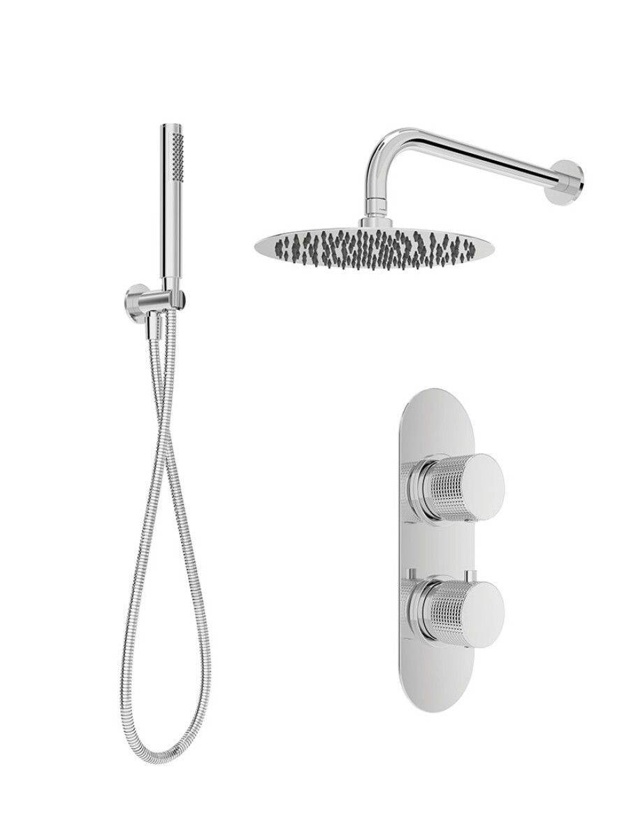 ALITA Knurled Shower Set 2 &amp; Wall Mounted Arm