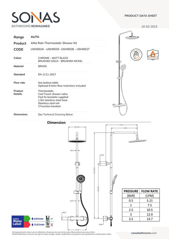 ALITA Rain Thermostatic Shower Kit