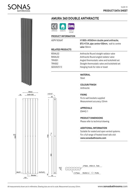 AMURA Designer Radiator Vertical Double Panel Anthracite