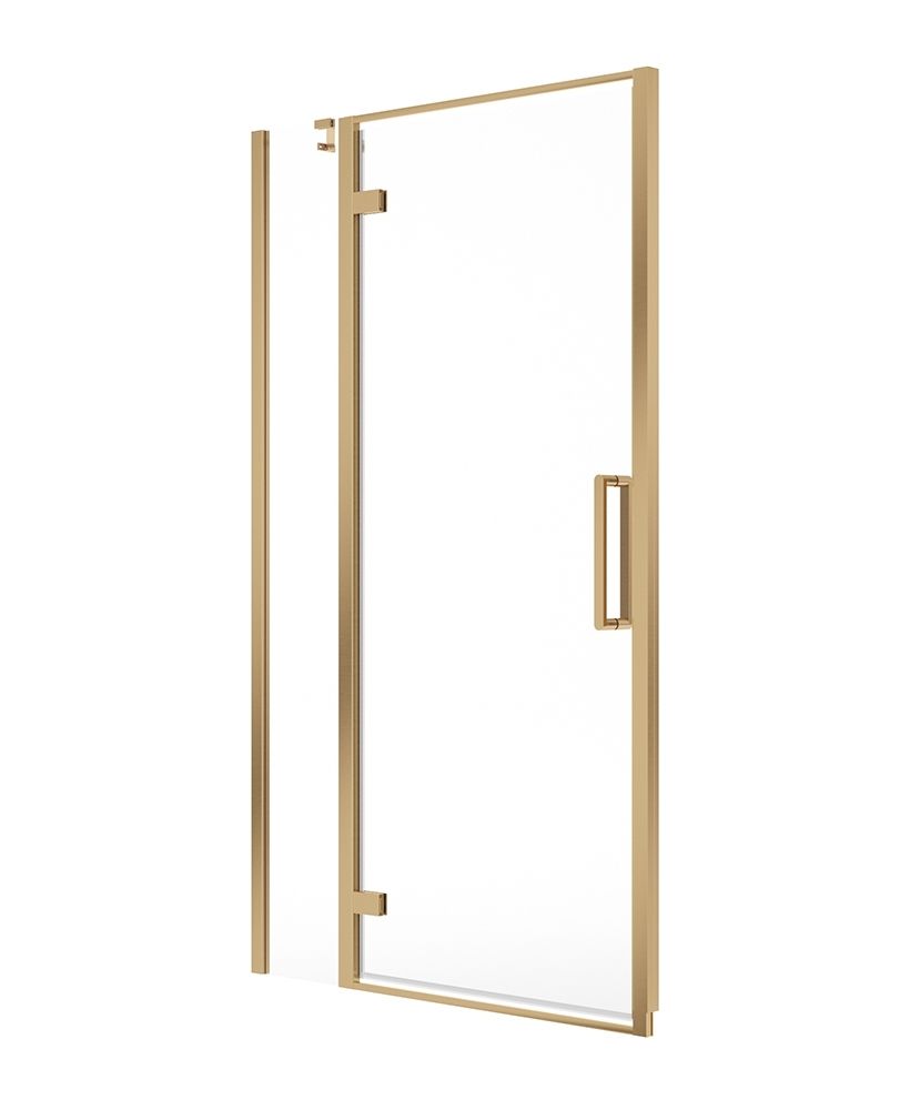 ASPECT Brushed Gold Hinged &amp; Incline Shower Door, Size: 1000