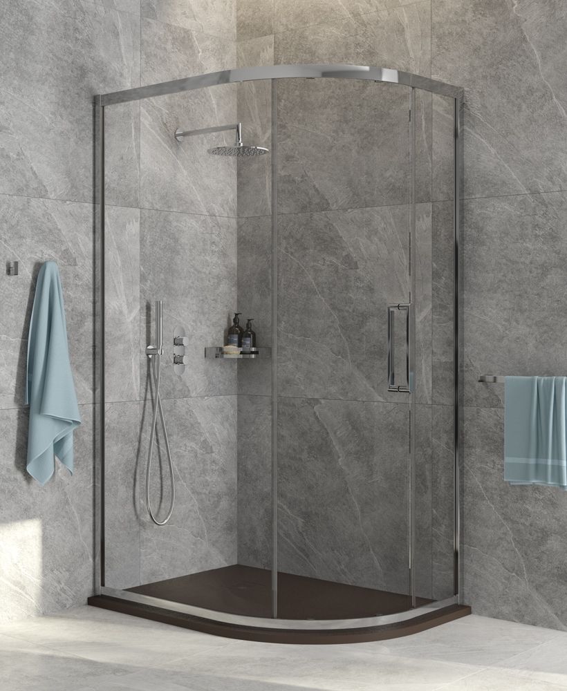 ASPECT Chrome Single Door Offset Quadrant, Size: 1000x800