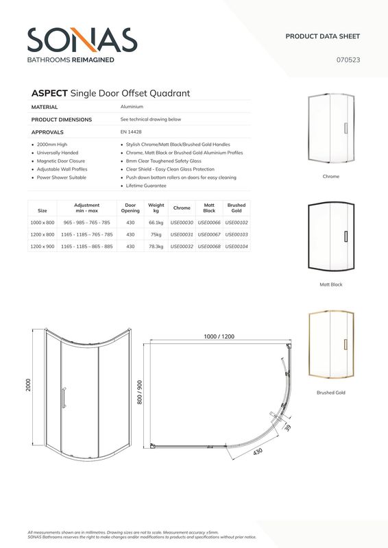 ASPECT Chrome Single Door Quadrant