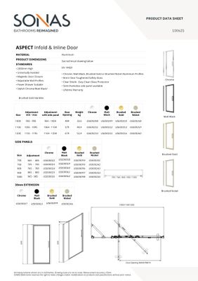 ASPECT Infold &amp; Inline Shower Door Brushed Gold