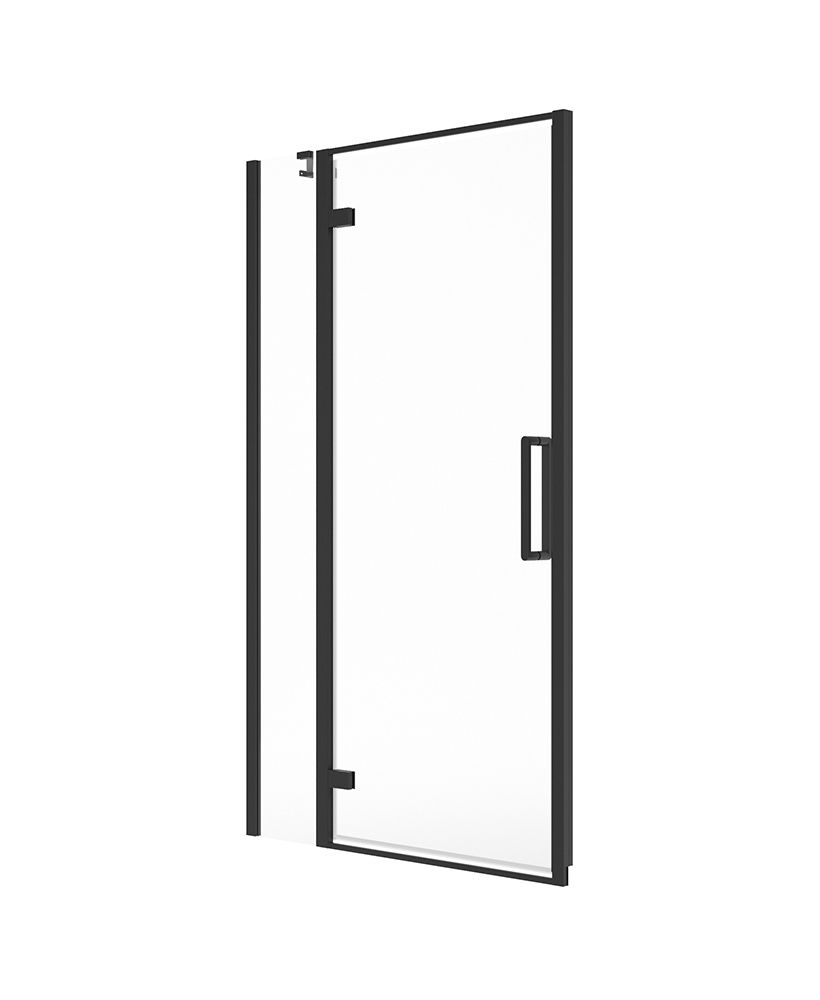 ASPECT Matt Black Hinged &amp; Incline Shower Door, Size: 1000