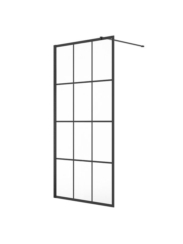 ASPECT Wetroom Panel Matt Black Trellis