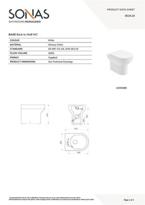 BASE Rimless Back to Wall Standard Height WC &amp; PP Seat