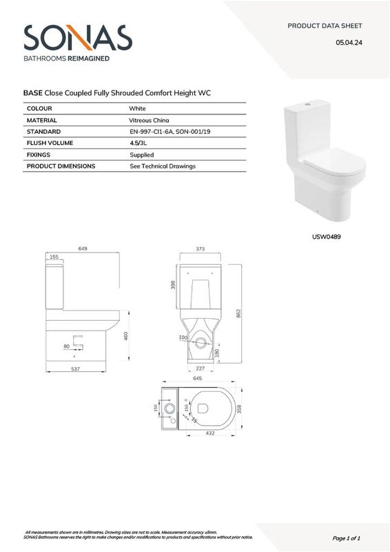 BASE Rimless Fully Shrouded Comfort Height WC &amp; PP Seat