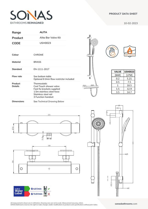 SONAS Alita Bar Valve Kit Chrome