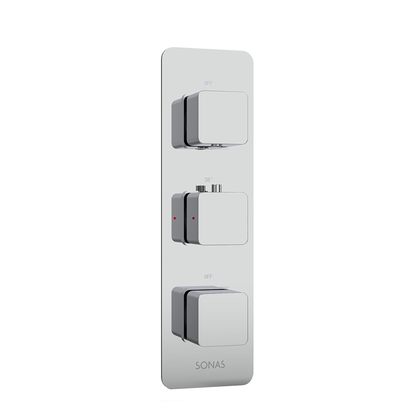 ALITA Soft Square Triple Control Dual Outlet Shower Valve Chrome