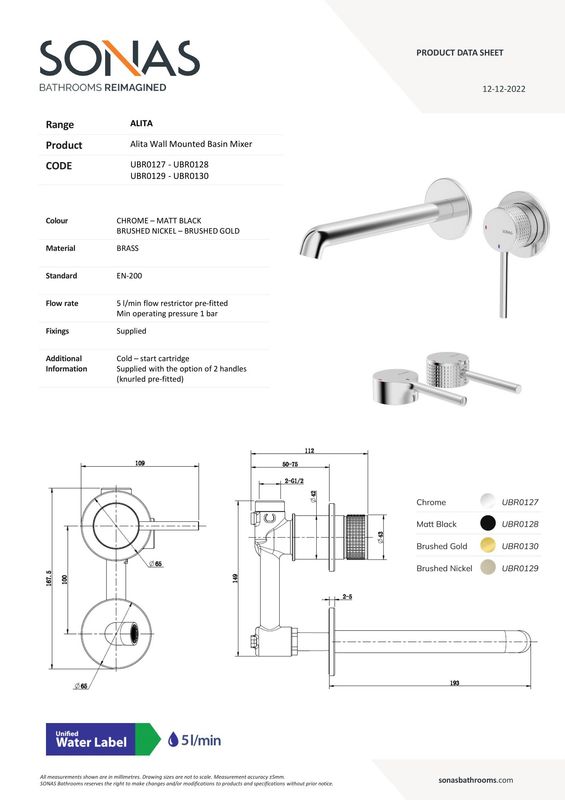 ALITA Wall Mounted Basin Mixer