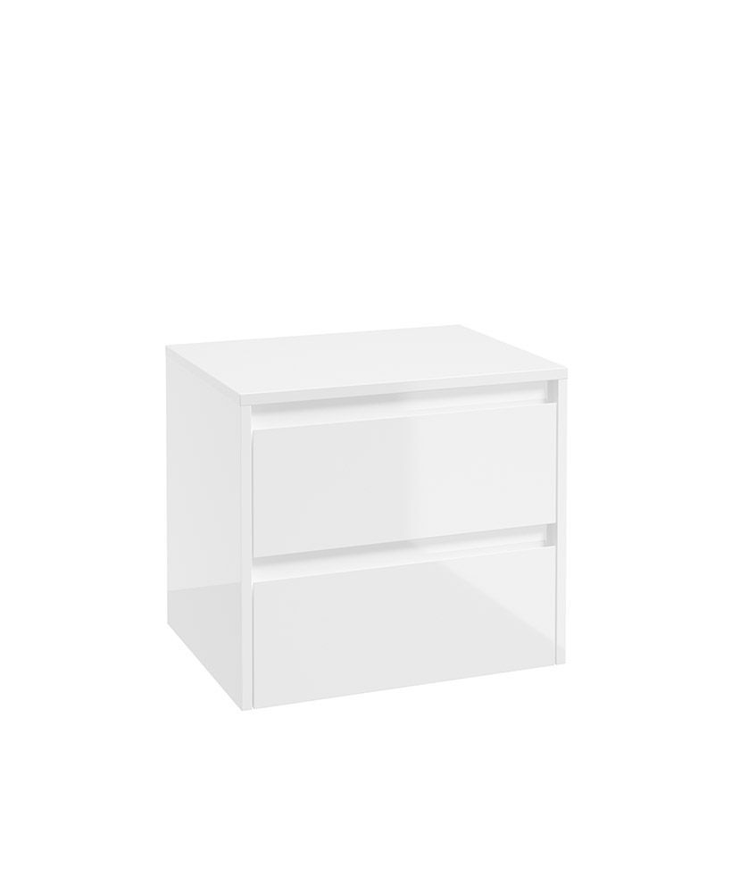 APEX Wall Hung 60cm Two Drawer Countertop Vanity Unit Gloss White