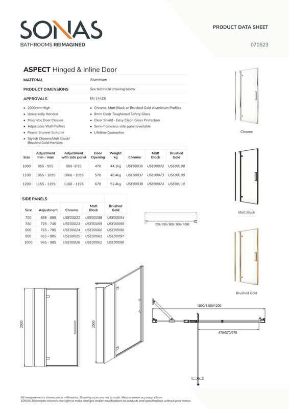 ASPECT Chrome Hinged &amp; Incline Shower Door