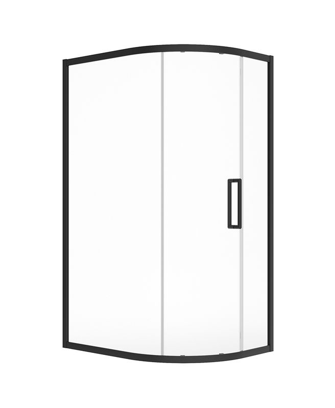 ASPECT Single Door Offset Quadrant Shower Door Matt Black