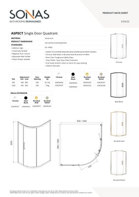 ASPECT Single Door Quadrant Shower Door Brushed Nickel
