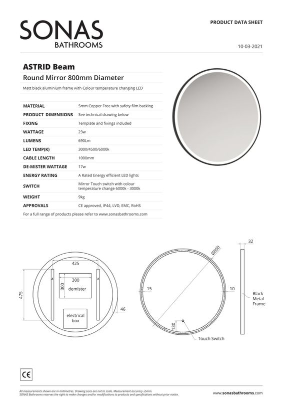 ASTRID Beam 600mm Round Mirror