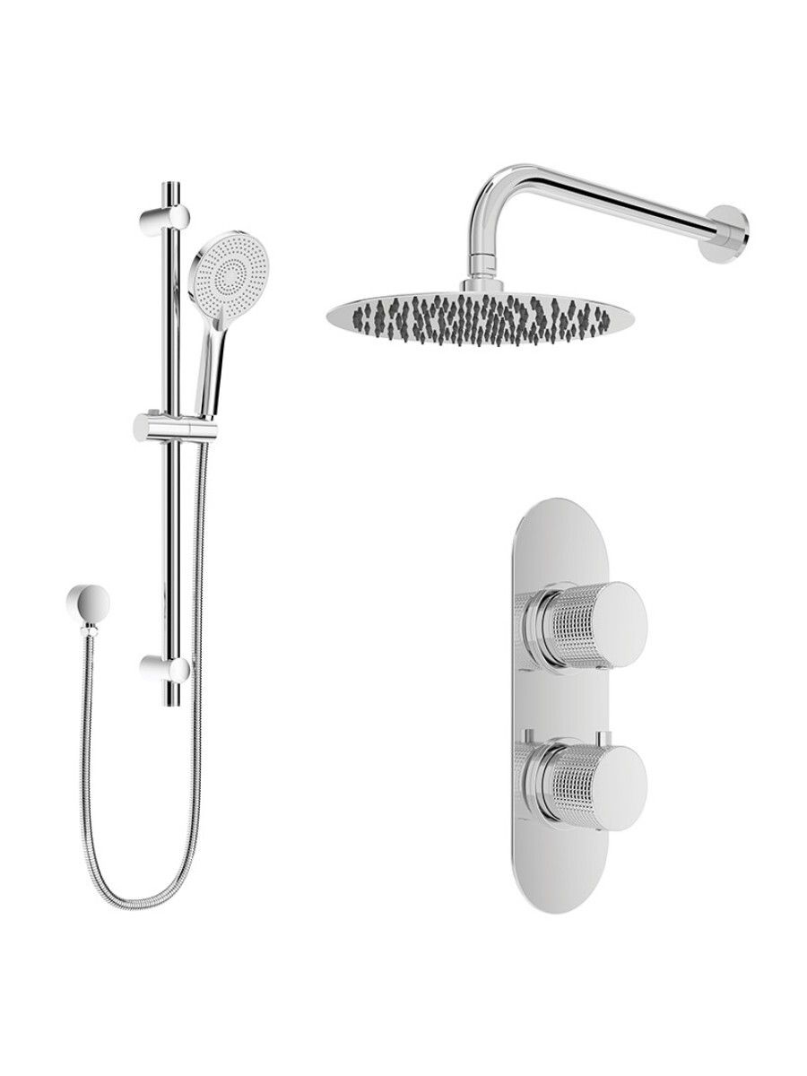 ALITA Knurled Shower Set 1 &amp; Wall Mounted  Arm