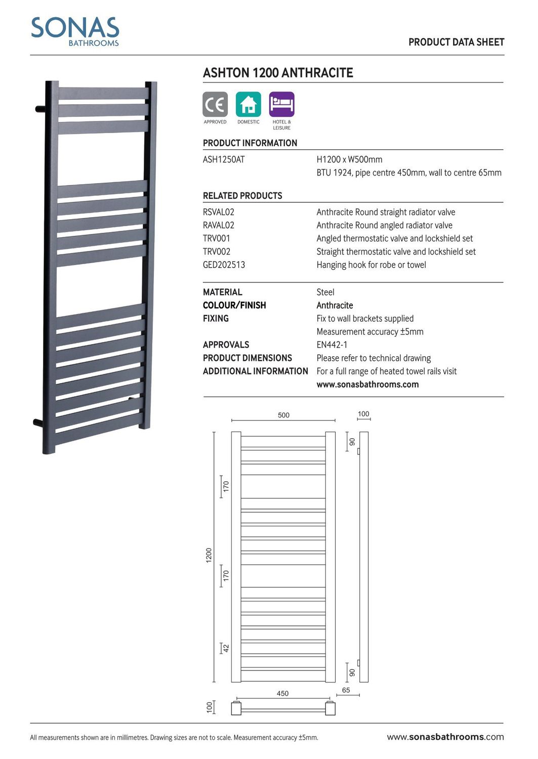 ASHTON Towel Warmer, Size: Chrome
