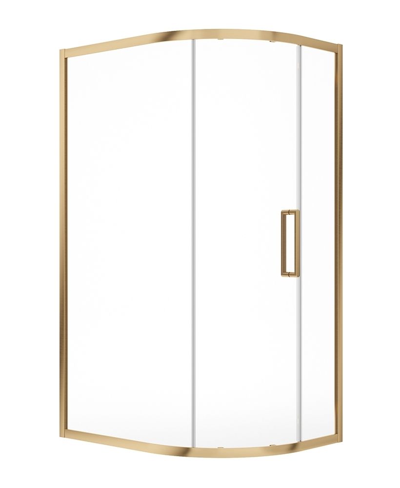 ASPECT Brushed Gold Single Door Offset Quadrant, Size: 1000x800