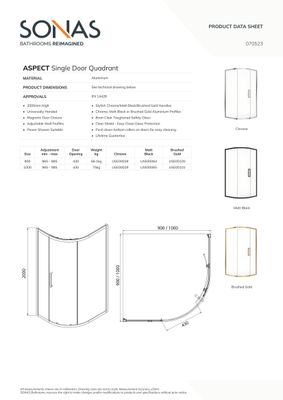 ASPECT Brushed Gold Single Door Quadrant